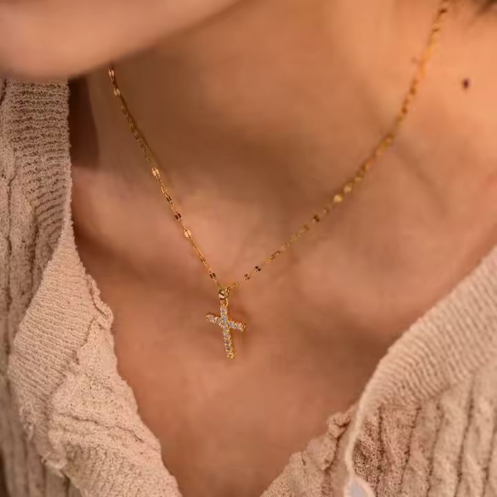 18K Gold Cross Necklace