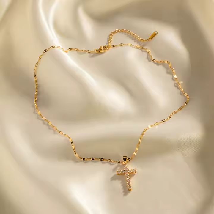 18K Gold Cross Necklace