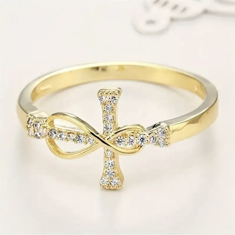 18K Gold Cross Link Ring