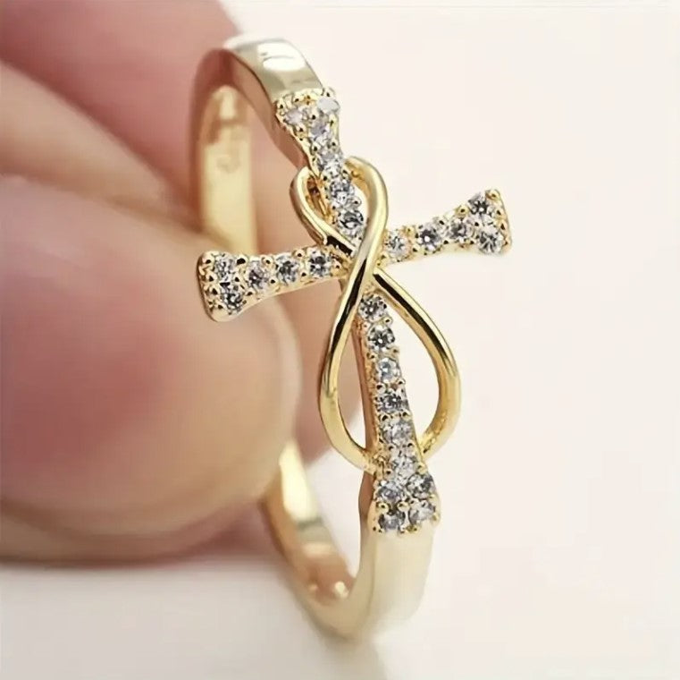 18K Gold Cross Link Ring